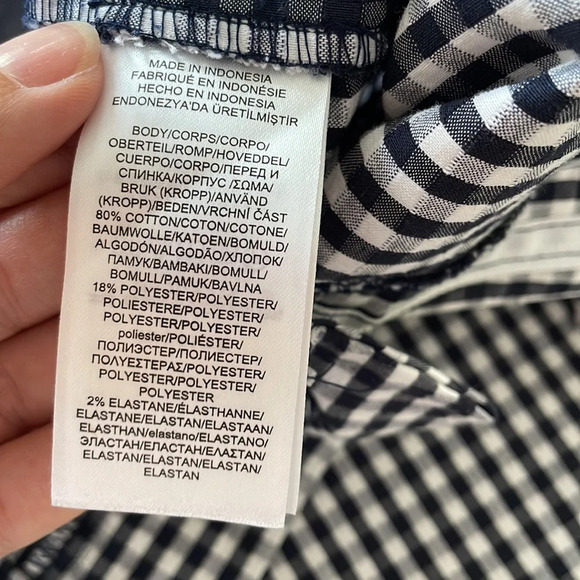 Ralph Lauren Check Cotton Poly Blend Cropped Pants Navy + White Sz 8 - Picture 5 of 10